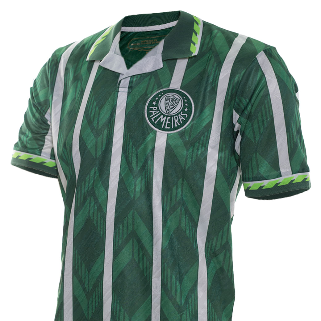 Camiseta Palmeiras retrô Betel verde vista frontal para ajuste